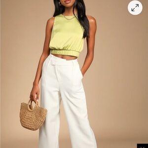 Lulu light green strappy tie back crop tank